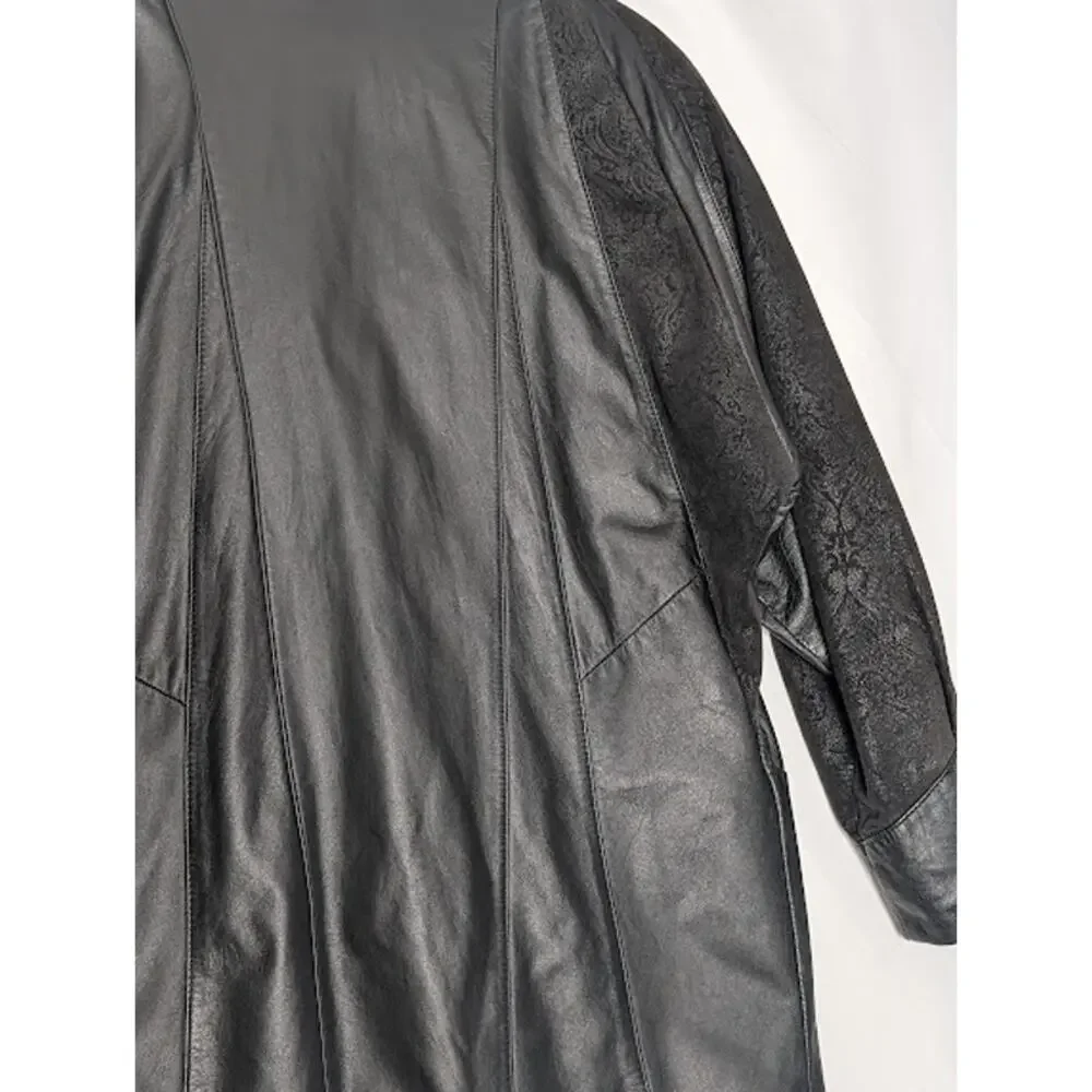 80's Vintage Leather Paisley Jacket G III-GLOBAL IDENTITY Medium Retro Goth - Picture 10 of 14